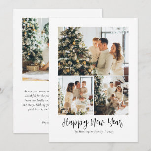 Cartes Pour Fêtes Annuelles Script Bonne Année Noir et Blanc 4 Photo