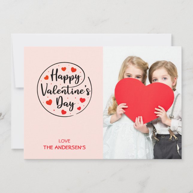 Cartes Pour Fêtes Annuelles Script Circle Heureuse Sainte-Valentin du coeur (Devant)