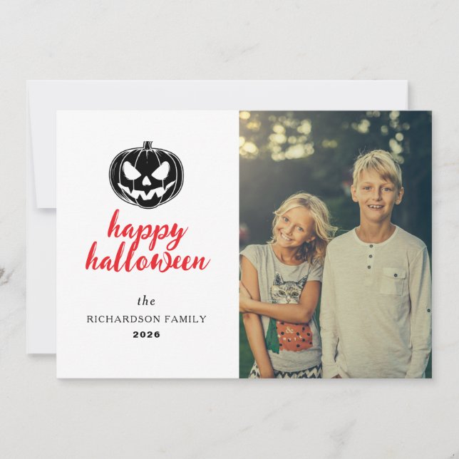 Cartes Pour Fêtes Annuelles Script Citrouille Rustique Jack-O'-Lantern Hallowe (Devant)