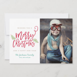 Cartes Pour Fêtes Annuelles Script de Brève moderne brillant Noël Photo de vac