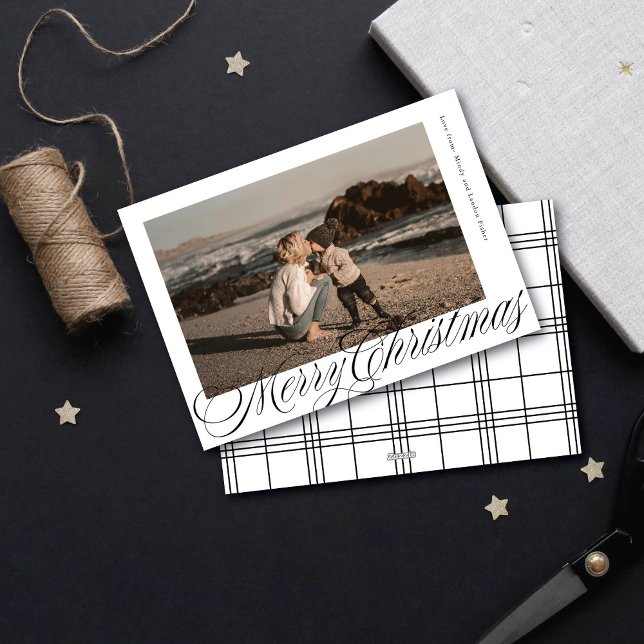 Cartes Pour Fêtes Annuelles Script de calligraphie classique Joyeux Noël Photo (Créateur téléchargé)