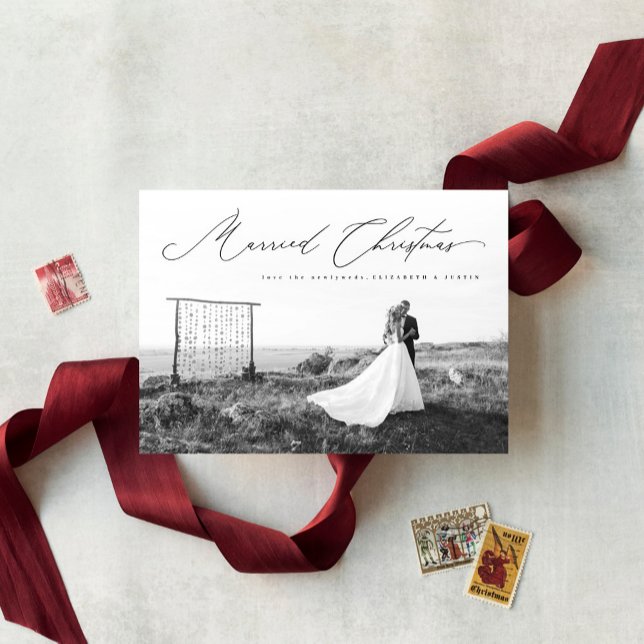 Cartes Pour Fêtes Annuelles Script de calligraphie de Noël marié (Créateur téléchargé)