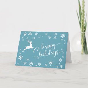 Cartes Pour Fêtes Annuelles Script de Joyeuses Fêtes avec rennes et flocons de