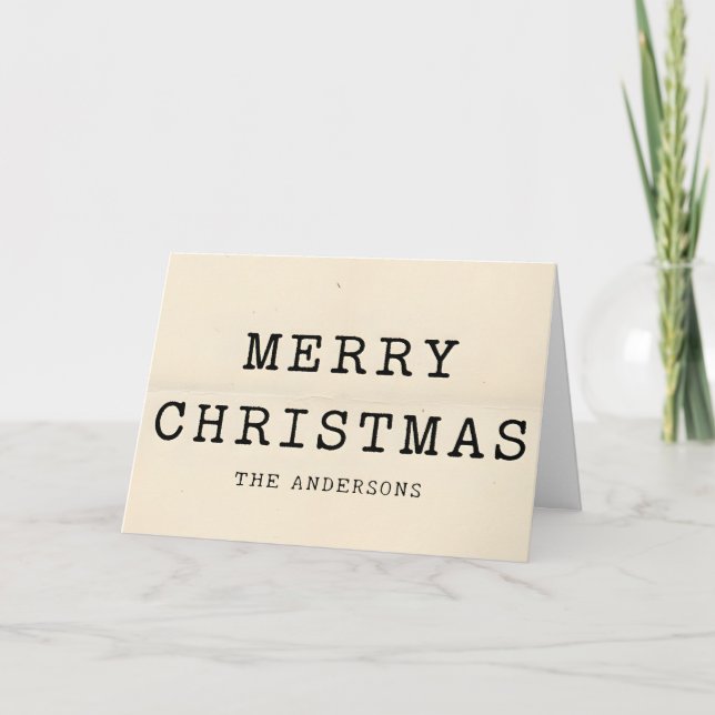 Cartes Pour Fêtes Annuelles Script de machine à écrire rétro Joyeux Noël (Devant)