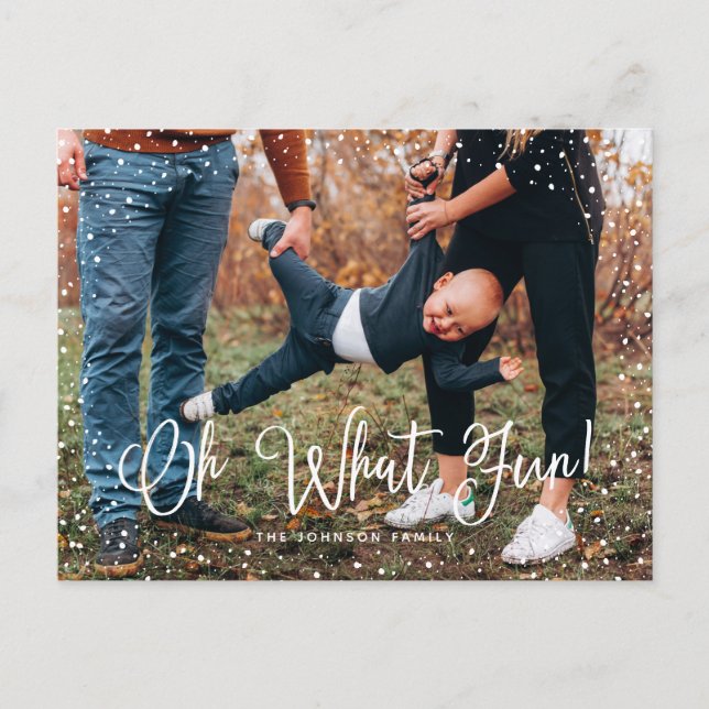 Cartes Pour Fêtes Annuelles Script de neige moderne 2 photo (Devant)