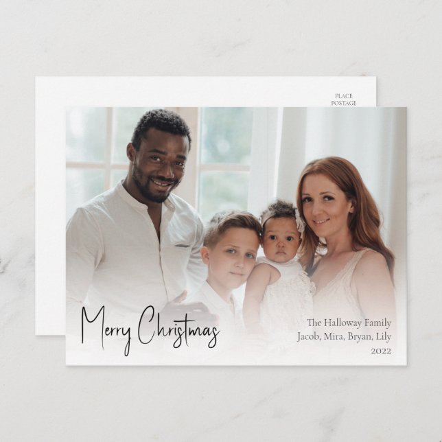 Cartes Pour Fêtes Annuelles Script de Noël complet photo (Devant / Derrière)