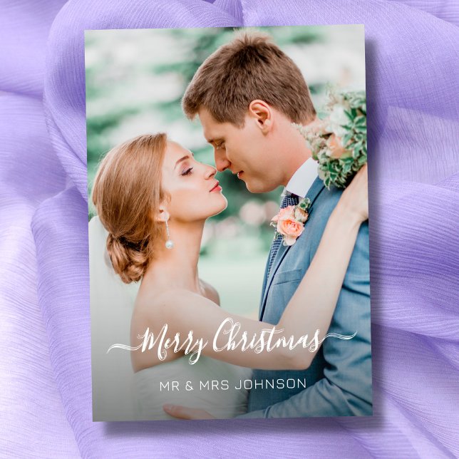 Cartes Pour Fêtes Annuelles Script de Noël Elegant Photo 2 Conception latérale (Créateur téléchargé)