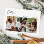Cartes Pour Fêtes Annuelles Script de Noël moderne Grateful trois photos<br><div class="desc">Ce script moderne de Noël reconnaissante carte de vacances trois photos est parfait pour votre minimaliste chic boho noir et blanc de vacances. La calligraphie manuscrite minimaliste est délicate et rustique tout en restant élégante et élégante. Le design reflète une simple journée d'hiver blanche et évoque les souvenirs d'une vie...</div>