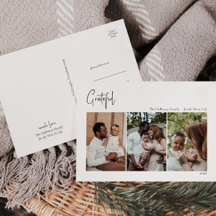 Cartes Pour Fêtes Annuelles Script de Noël moderne Grateful trois photos