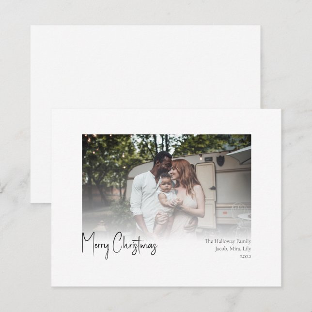 Cartes Pour Fêtes Annuelles Script de Noël moderne photo déchargée (Devant / Derrière)
