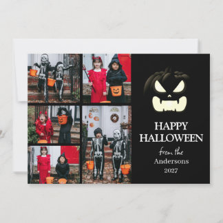 Cartes Pour Fêtes Annuelles Script de pumpkin moderne effrayant Halloween 5 Ph