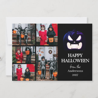 Cartes Pour Fêtes Annuelles Script de pumpkin moderne effrayant Halloween 5 Ph