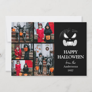 Cartes Pour Fêtes Annuelles Script de pumpkin moderne effrayant Halloween 5 Ph