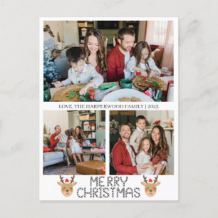 Cartes Pour Fêtes Annuelles Script de rennes de Noël Famille Collage photo