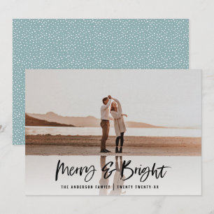 Cartes Pour Fêtes Annuelles Script de typographie moderne photo bleue Noël