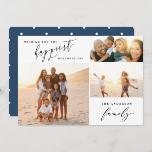 Cartes Pour Fêtes Annuelles Script de vacances multi photo minimal