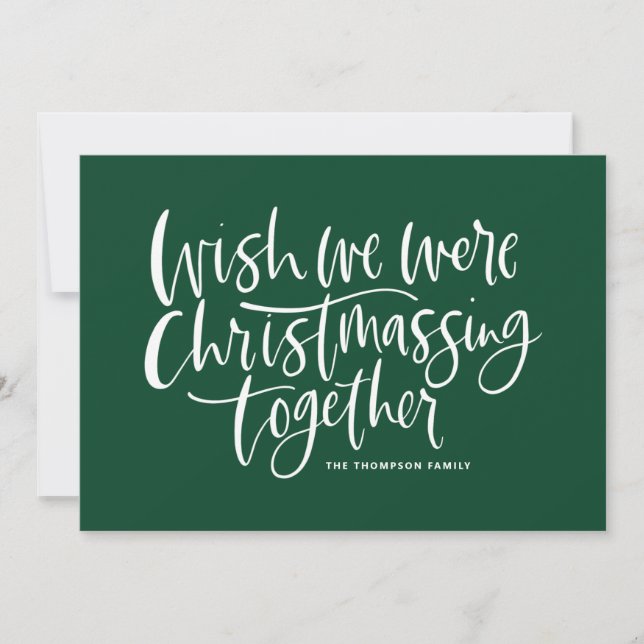 Cartes Pour Fêtes Annuelles Script de Vœu Vert de Noël Ensemble (Devant)