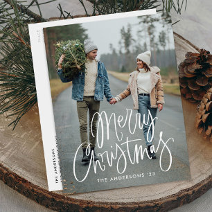 Cartes Pour Fêtes Annuelles Script décontracté à la main Joyeux Noël photo