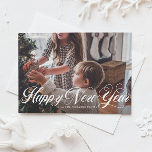 Cartes Pour Fêtes Annuelles Script élégant   Happy New Year