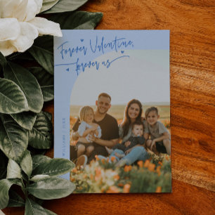 Cartes Pour Fêtes Annuelles Script Forever Us Photo de la Saint-Valentin Bleu