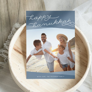 Cartes Pour Fêtes Annuelles Script Geo bleu ardoise Hanoukka Photo