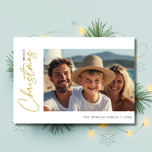 Cartes Pour Fêtes Annuelles Script Gold Christmas Photo Nautique Voiliers