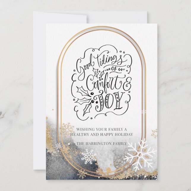 Cartes Pour Fêtes Annuelles Script Good Tidings Of Comfort And Joy Christmas (Devant)