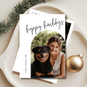 Cartes Pour Fêtes Annuelles Script Happy Howlidays Pet Arch Photo Noël