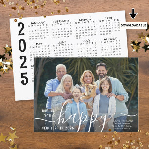 Cartes Pour Fêtes Annuelles Script HAPPY NEW YEAR Photo Overlay 2025 Calendrie