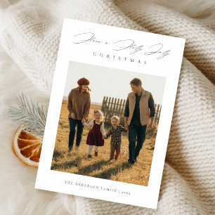 Cartes Pour Fêtes Annuelles Script have a Holly Jolly Christmas Family Photo