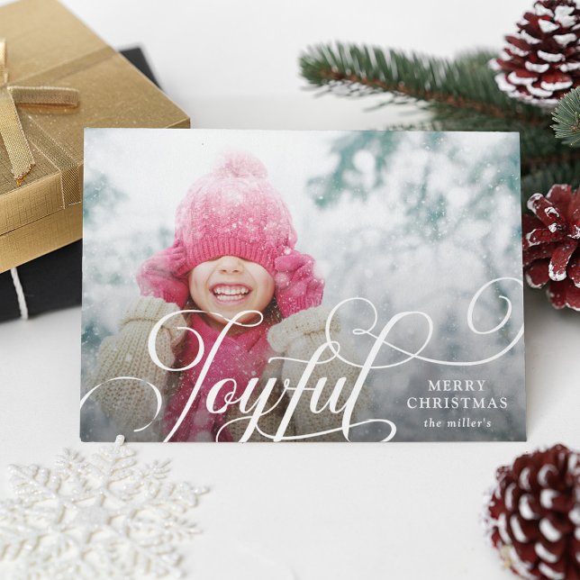 Cartes Pour Fêtes Annuelles Script Joyeuse Typographie Photo Noël (Créateur téléchargé)