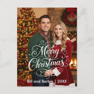 Cartes Pour Fêtes Annuelles Script Joyeux Couples de Noël avant photo