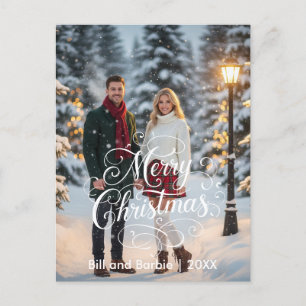 Cartes Pour Fêtes Annuelles Script Joyeux Couples de Noël avant photo
