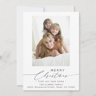 Cartes Pour Fêtes Annuelles Script Joyeux Noël De Notre Nouvelle Photo Maison