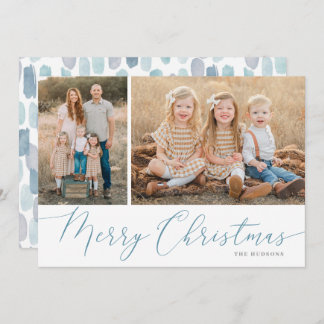 Cartes Pour Fêtes Annuelles Script Joyeux Noël Elégant 2 Photo Holiday Car