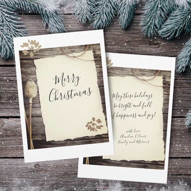 Cartes Pour Fêtes Annuelles Script Joyeux Noël Papier Vieux Rustique  (Créateur téléchargé)