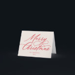 Cartes Pour Fêtes Annuelles Script Joyeux Noël Rouge Blush<br><div class="desc">Cette carte de Noël élégante et tendance présente un élégant script de calligraphie moderne en rouge. Ajoutez votre propre texte pré-imprimé à l'intérieur ou supprimez simplement l'exemple de texte pour le garder vide pour votre propre note manuscrite.</div>