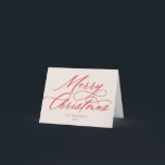 Cartes Pour Fêtes Annuelles Script Joyeux Noël Rouge Blush<br><div class="desc">Cette carte de Noël élégante et tendance présente un élégant script de calligraphie moderne en rouge. Ajoutez votre propre texte pré-imprimé à l'intérieur ou supprimez simplement l'exemple de texte pour le garder vide pour votre propre note manuscrite.</div>