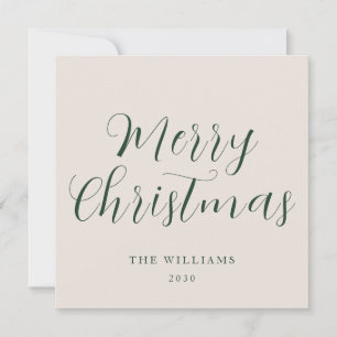 Cartes Pour Fêtes Annuelles Script Joyeux Noël Vert Beige