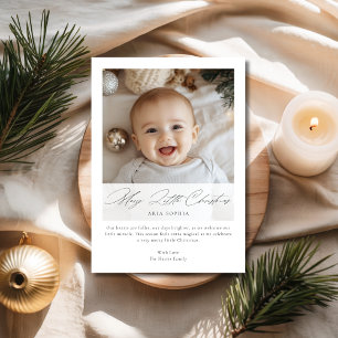 Cartes Pour Fêtes Annuelles Script Joyeux Petit Noël Bleu Bébé Fun Photo