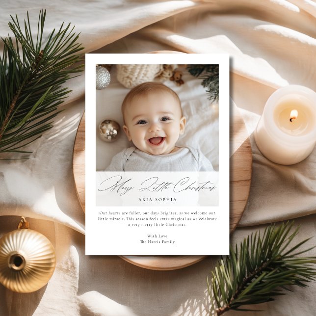 Cartes Pour Fêtes Annuelles Script Joyeux Petit Noël Bleu Bébé Fun Photo (Créateur téléchargé)
