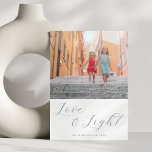 Cartes Pour Fêtes Annuelles Script Love Light Simple Hanoukka 2 Blue Photo<br><div class="desc">Script Love Light Hanoukka simple 2 Blue Photo Holiday Card</div>