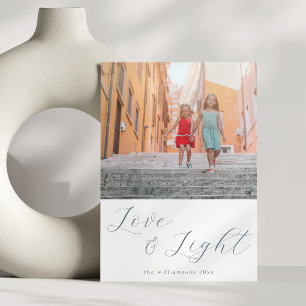 Cartes Pour Fêtes Annuelles Script Love Light Simple Hanoukka 2 Blue Photo