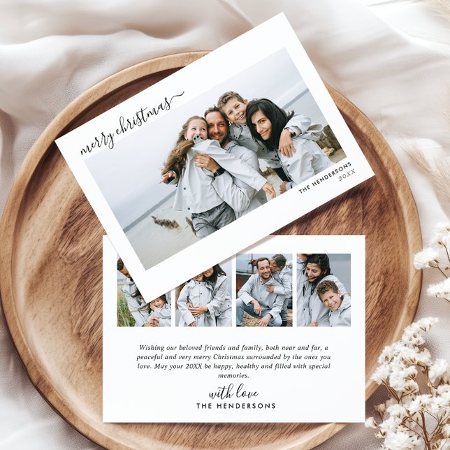 Cartes Pour Fêtes Annuelles Script manuscrit 5 photos moderne Joyeux Noël (Créateur téléchargé)