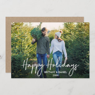 Cartes Pour Fêtes Annuelles Script manuscrit Happy Holidays Photo Kraft