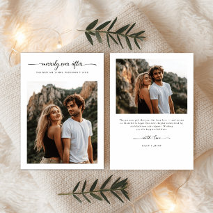 Cartes Pour Fêtes Annuelles Script Merrily Jamais après Noël Photo Mariage