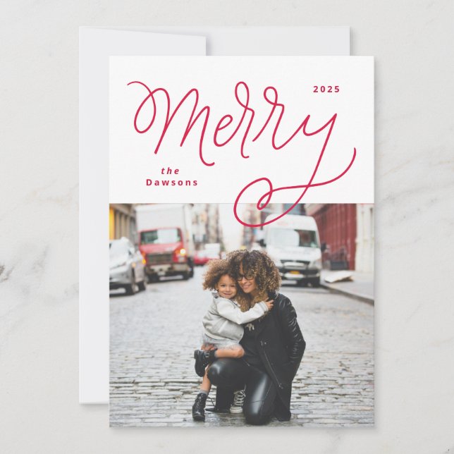 Cartes Pour Fêtes Annuelles Script Merry Fun Bold Holiday Card (Devant)