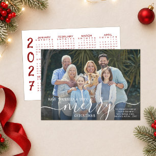 Cartes Pour Fêtes Annuelles Script MERRY NOËL Photo Overlay 2023 Calendrier