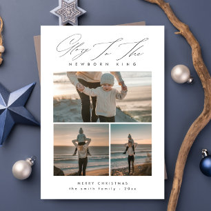 Cartes Pour Fêtes Annuelles Script Minimaliste Famille de gloire 3 Photo Noël