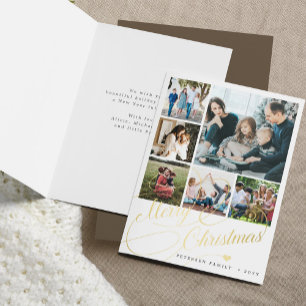 Cartes Pour Fêtes Annuelles Script minimaliste Joyeux Noël 6 photo collage